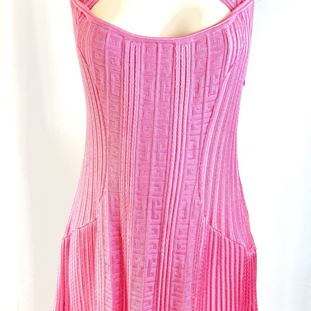 Givenchy 4G Cut Out Mini Dress in Pink Ribbed Knit - Picture 2 of 11